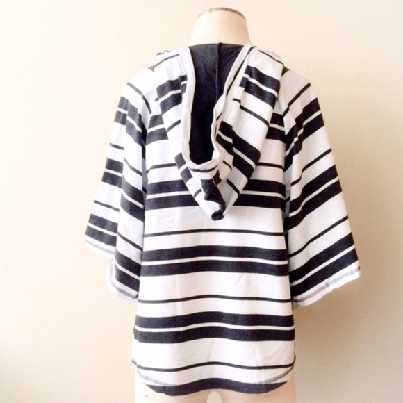 Striped Hooded Poncho - Picture 2 of 3