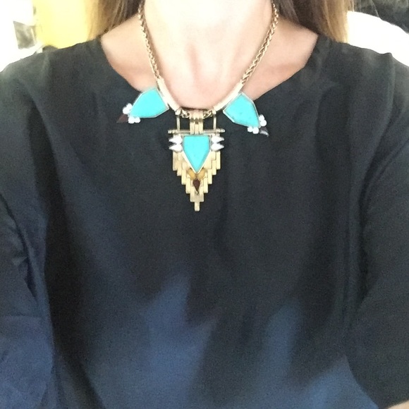 H&M Gold and Turquoise Statement Necklace