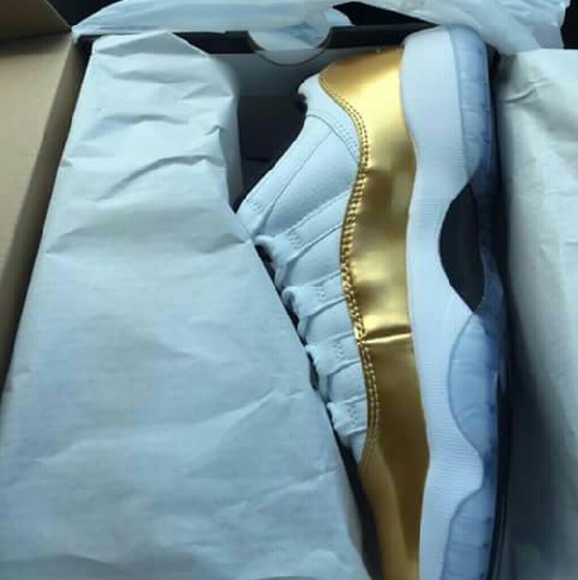 New gold and white 11 jordans