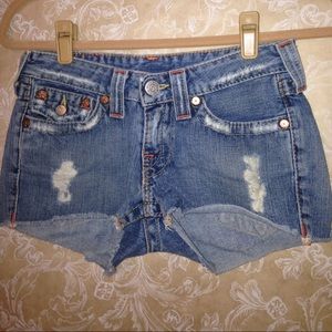 True Religion cutoff blue jean shorts!