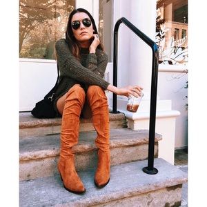 LF Millau distressed olive green sweater