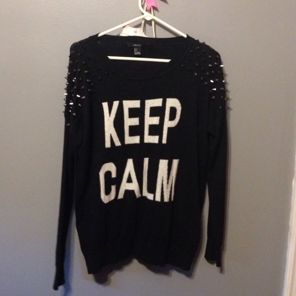 Forever 21 black sweater keep calm - Picture 1 of 2