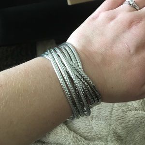 9 piece Interconnected Bangle Bracelet, Silver