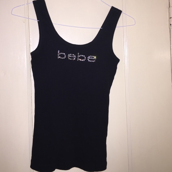 bebe Tops Bebe Tank Top With Swarovski Crystal Lettering Poshmark