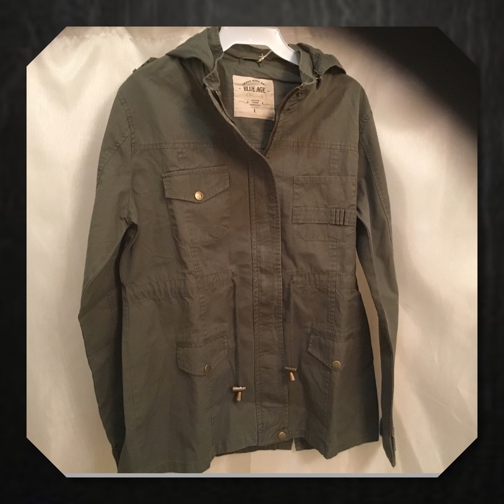 🎉HP🆕Army Green Utility Jacket Anorak Hooded - Picture 4 of 4