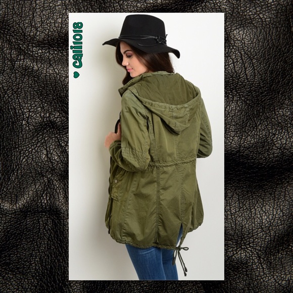 🎉HP🆕Army Green Utility Jacket Anorak Hooded - Picture 3 of 4