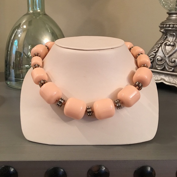 J. Crew Jewelry - J. Crew Peach Gold Jeweled Necklace