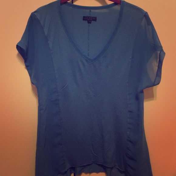 Rag & Bone Blue silk paneled v-neck tee XS