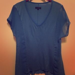 Rag & Bone Blue silk paneled v-neck tee XS