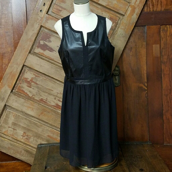 Black Faux Leather Accented Dress