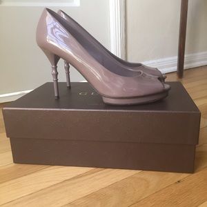 Gucci (Authentic) "Debra" Peep Toe Patent Heels