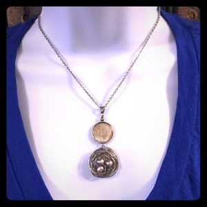 Cultured Pearl Nest & Eggs Pendant