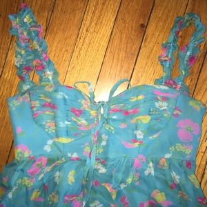 Betsey Johnson Boho Corset Top Babydoll Mini Dress