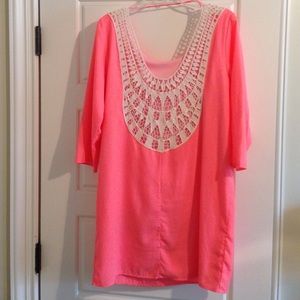 Neon Pink Crochet back boutique dress