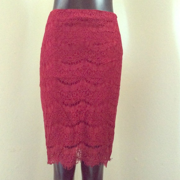 Red pencil skirt laced zip up back beautiful