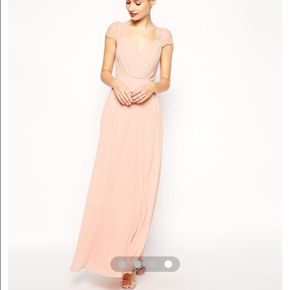 Asos Kate Lace Maxi Dress - Nude - Size 6