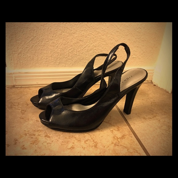 Fiona black peep toe heels