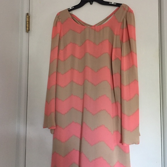 Nude and coral dress