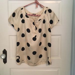 Cream and Black Dot Silk Shirt