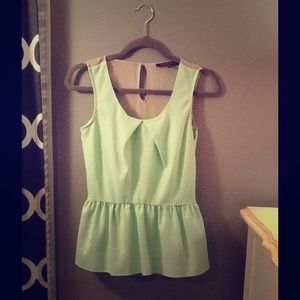 Mint green With nude sheer back Top