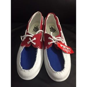 Red White & Blue Vans Boat Shoe