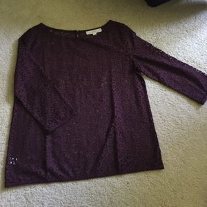 LOFT Maroon Lace Top