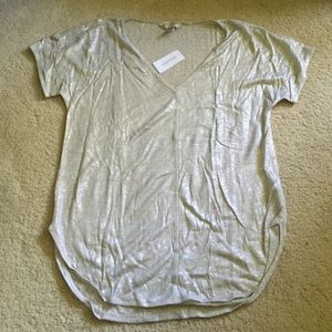Silver Banana Republic Foil Linen Top