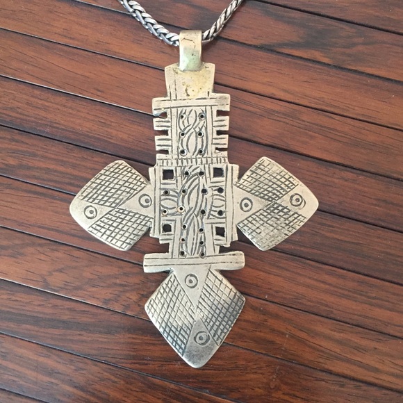 LARGE Antique Coptic cross necklace