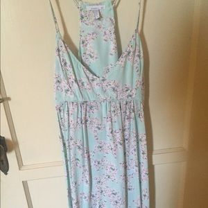 Mint floral tank dress