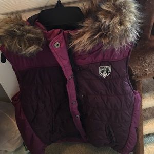 Purple American eagle vest with detachable hood