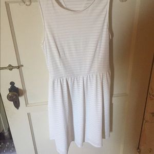 White fit and flare tank dress w/ surplice back