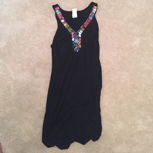 Black beaded beach dress
