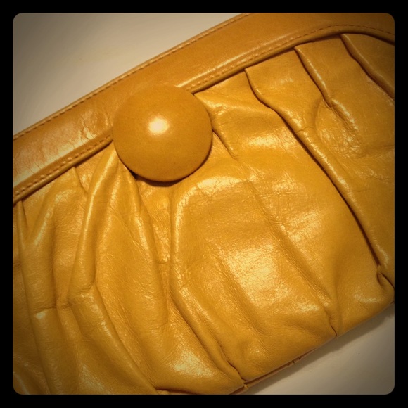 Yellow leather Hobo clutch