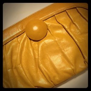 Yellow leather Hobo clutch