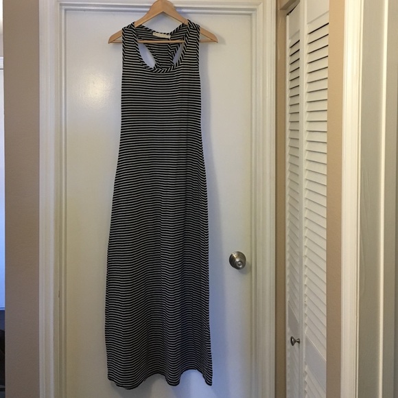 Floor Length B/W Striped Dress