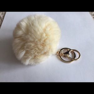 New Cream Pom Pom Keychain