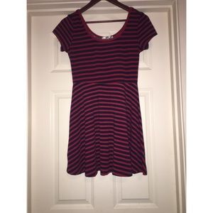 Navy Blue & Red Skater Dress