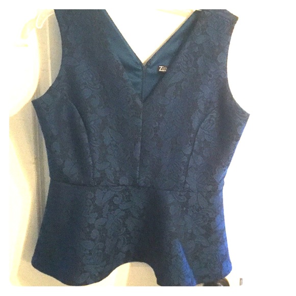 New York and Company blue and black peplum top