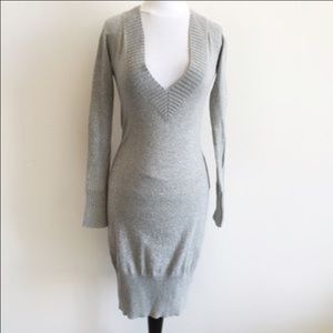Express Grey V Neck Sweater Dress
