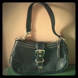 Small black leather handbag
