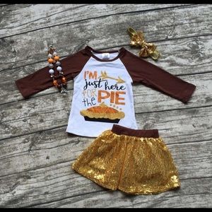 Girl's I'm Just Here For The Pie Matching Set