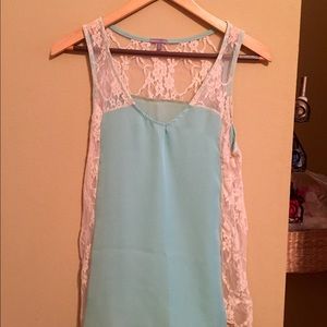 Mint green top with lace, size S