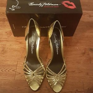Beverly Feldman Gold High Heel Sandal 10