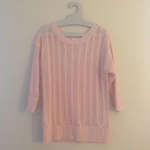 Open stitch peach sweater