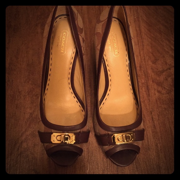 Coach Shoes - Coach peep toe wedges