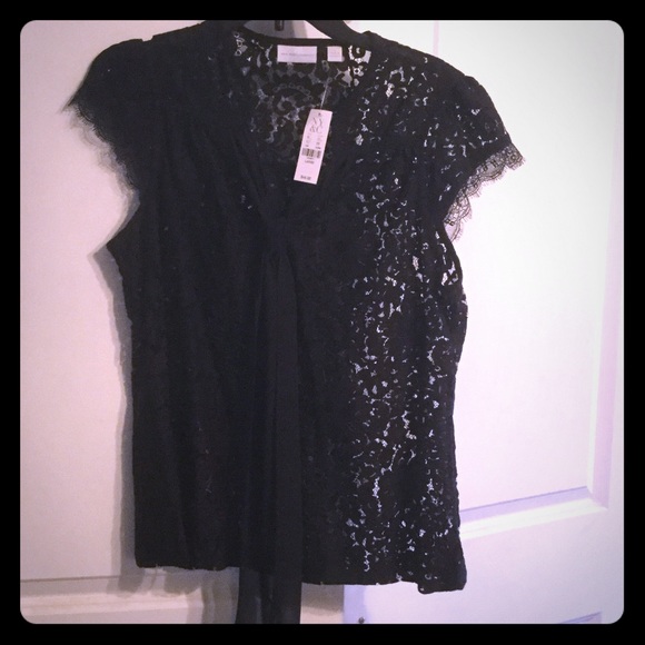 Black lace top with sheer tie NWT