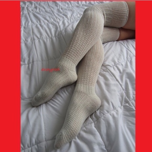 Knit Over The Knee Socks Crotchet Thigh High OTK Cable Bedroom Lingerie Long