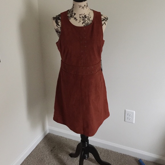 Rust colored skater dress.