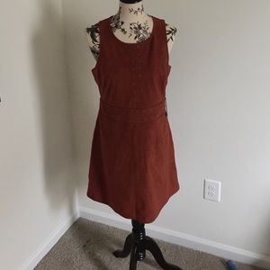 Rust colored skater dress.