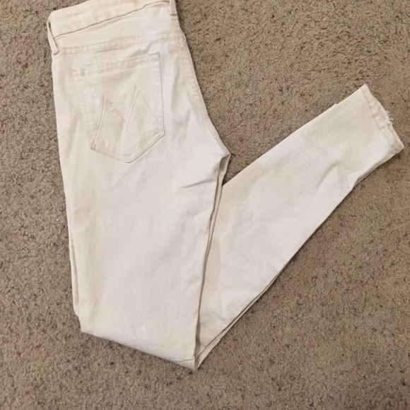 "Mother" skinny jeans in ivory